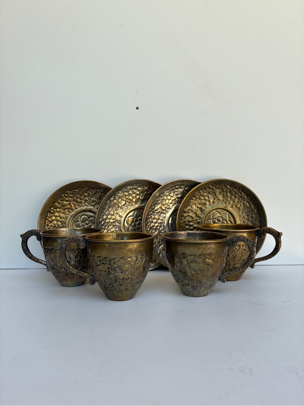 Vintage 16-Pc Solid Brass 
Tea/Coffee  Sets
Serve for 8
